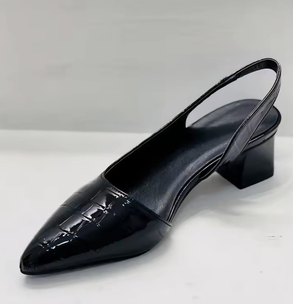 Pointed Toes Pumps Mid Chunky Heels