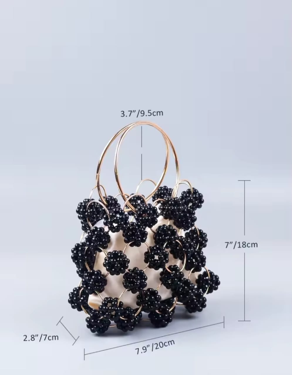 Black Ball Bag Beaded Handheld