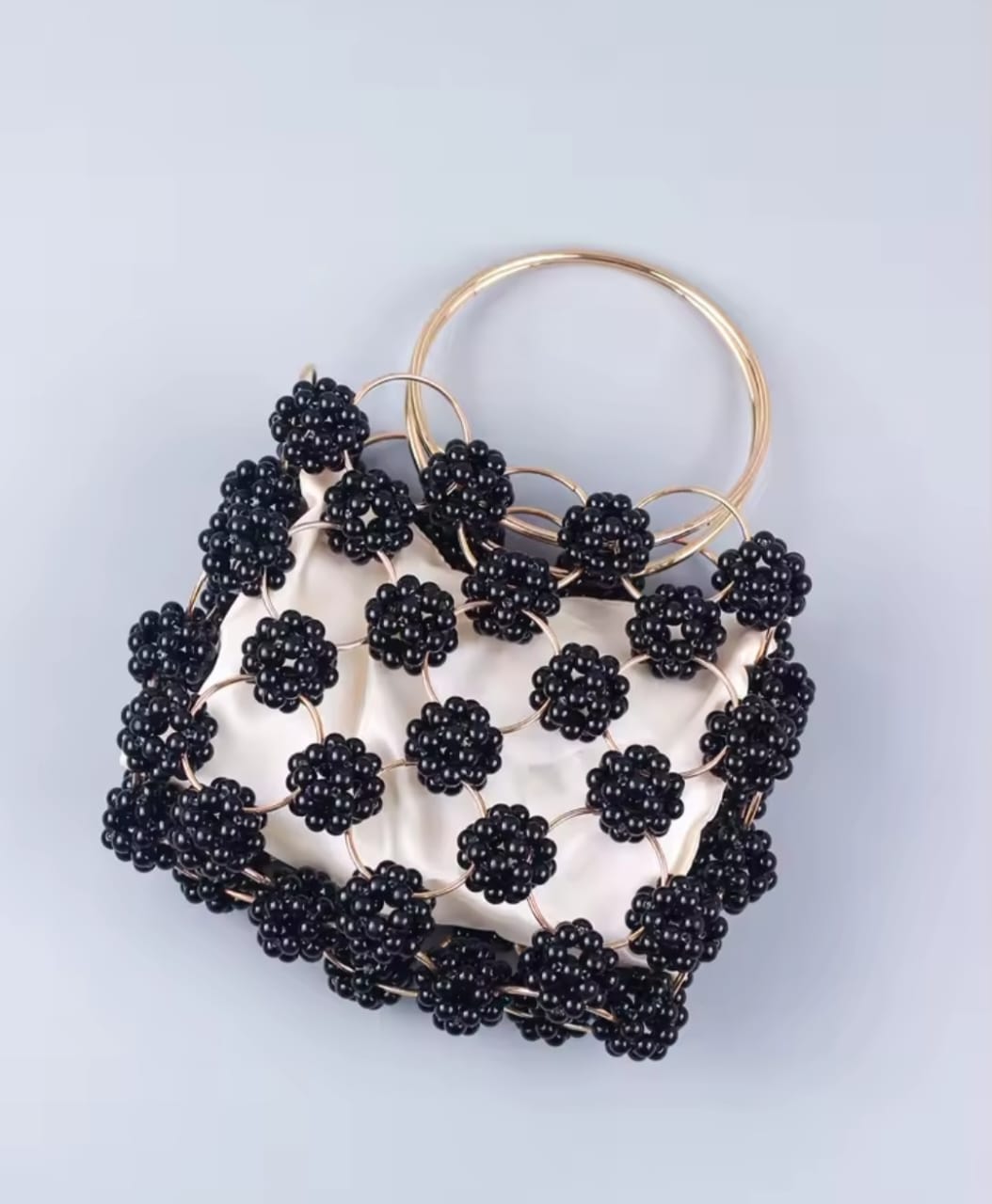 Black Ball Bag Beaded Handheld