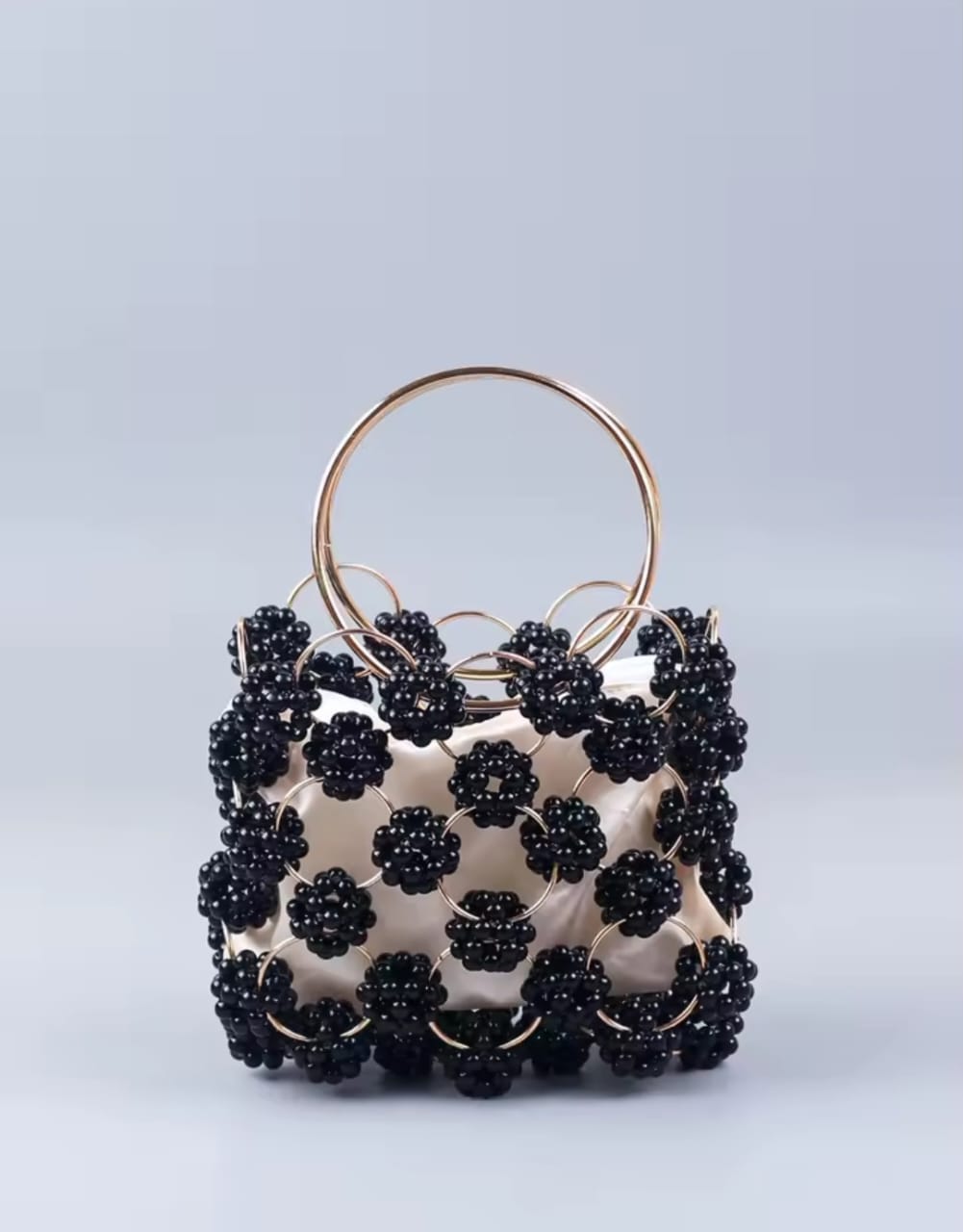 Black Ball Bag Beaded Handheld