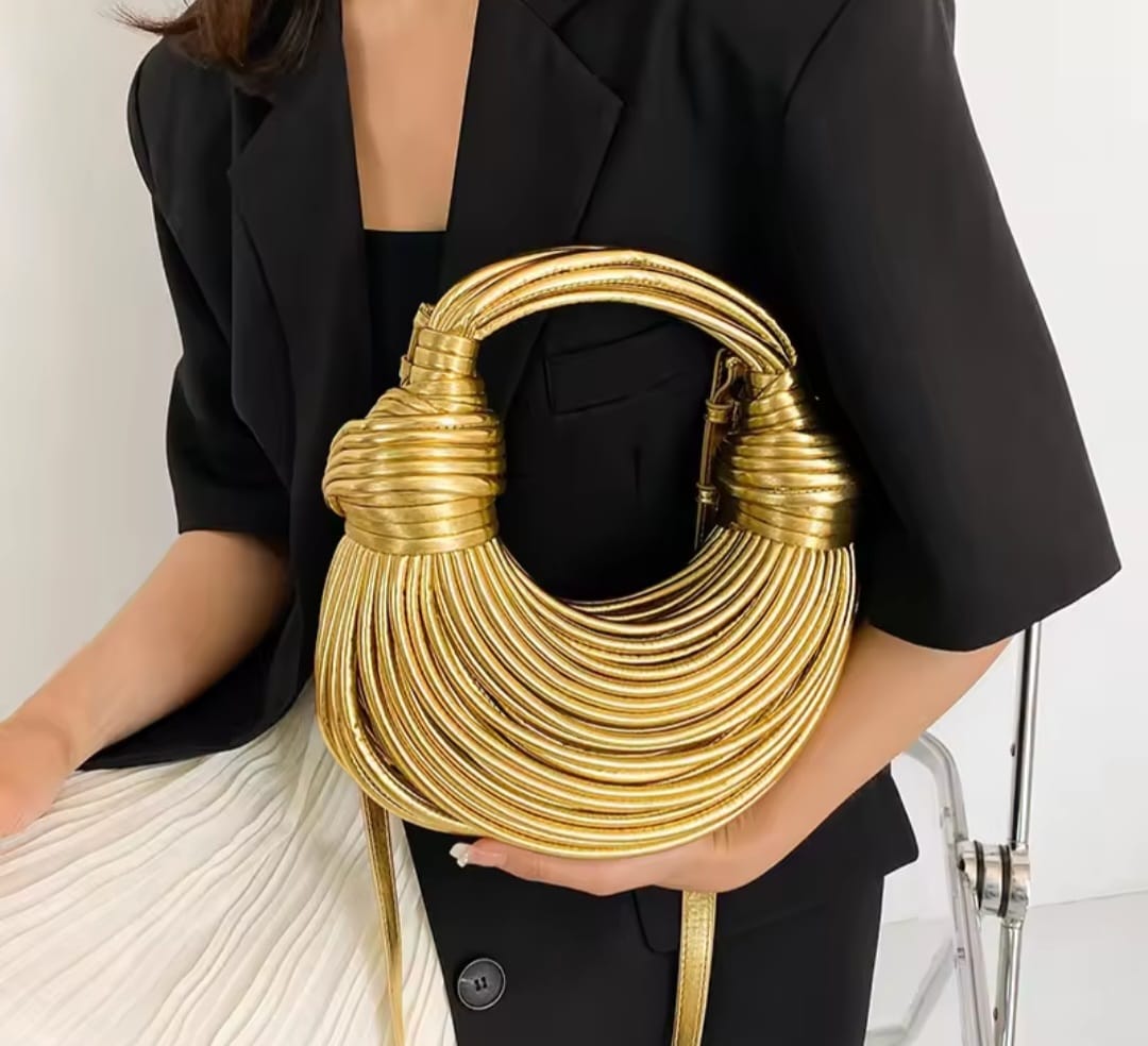 Gold Luxury  Handwoven Noodle Bags